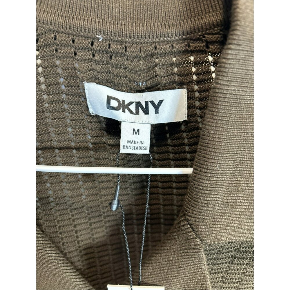DKNY Men’s Cafe Brown Grid Sweater Shirt M Button-Up NWT | Designer Casual - Picture 2 of 6
